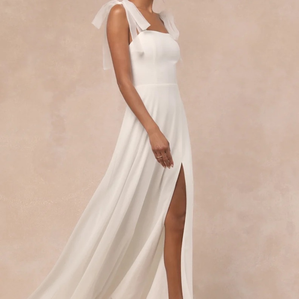 White Bridal Tie-Strap Maxi Dress